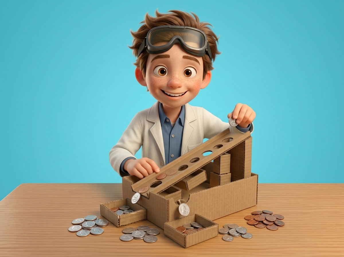 Cardboard Gravity Coin Sorter
