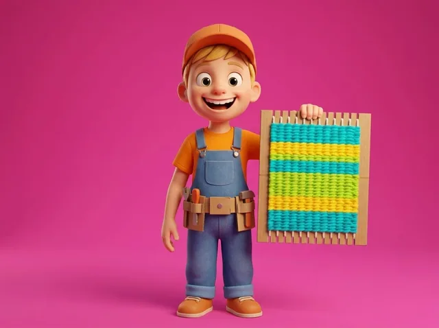 Cardboard-Loom Woven Mat