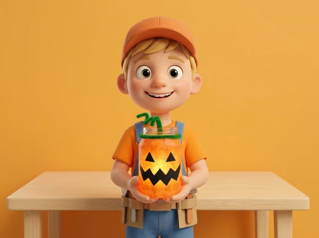Glowing Jack-o'-Lantern Jar