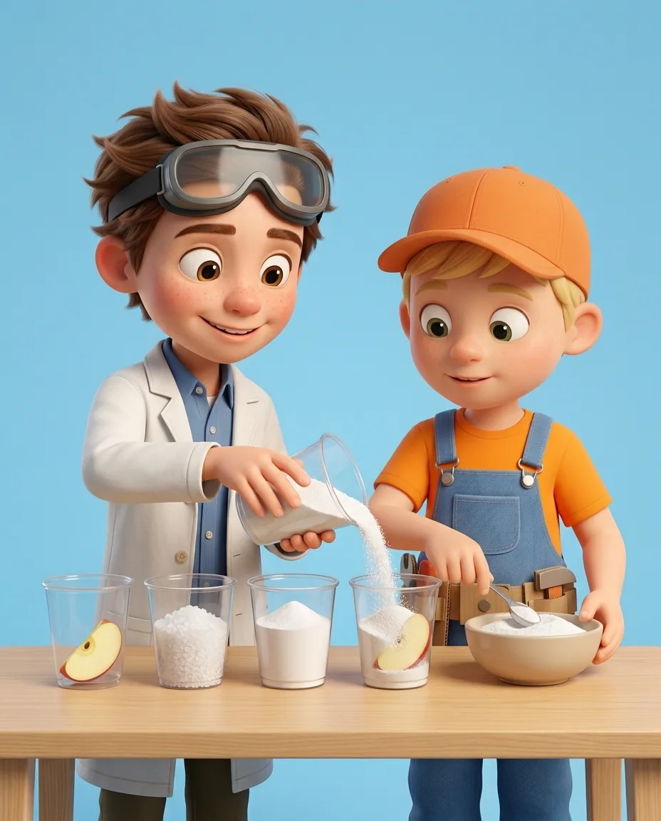 Captain A uses a spoon to stir three tablespoons of salt and three tablespoons of bicarbonate of soda together in a small mixing bowl.