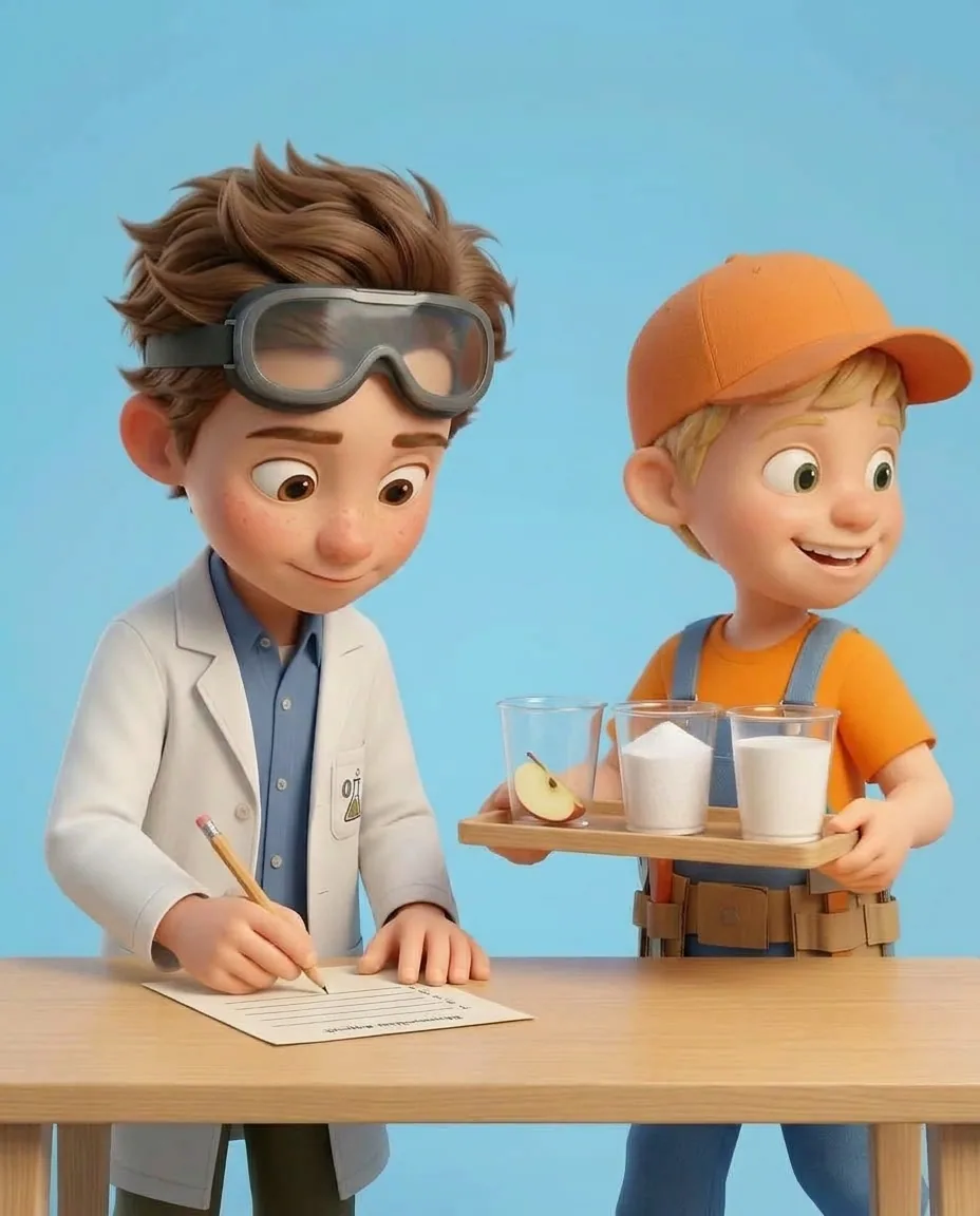 Professor O writes a prediction on the paper chart using a pencil, noting which slice will preserve best.