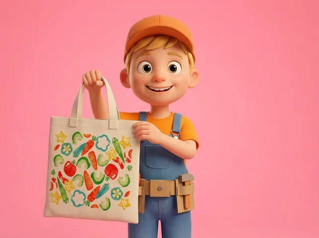 Vegetable-Print Tote Bag